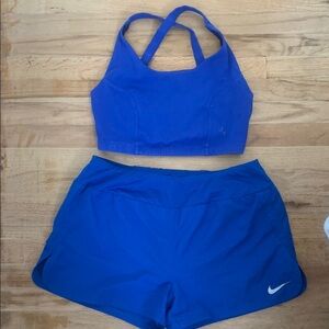 Blue Sports Bra and Shorts Set